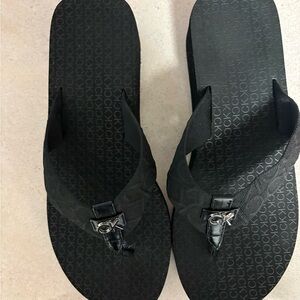 Calvin Klein Black Logo Flip Flops